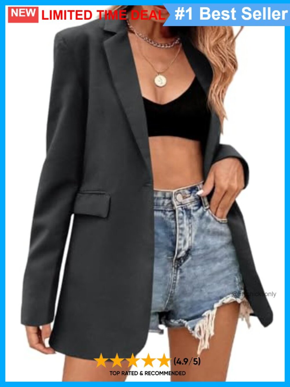 Oversized Blazer Long Sleeve Notch Lapel Button Business Casual